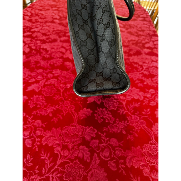 Gucci Black Monogram Canvas & Leather Jackie Tote Bag w/ Silver Piston Lock - Picture 10 of 14